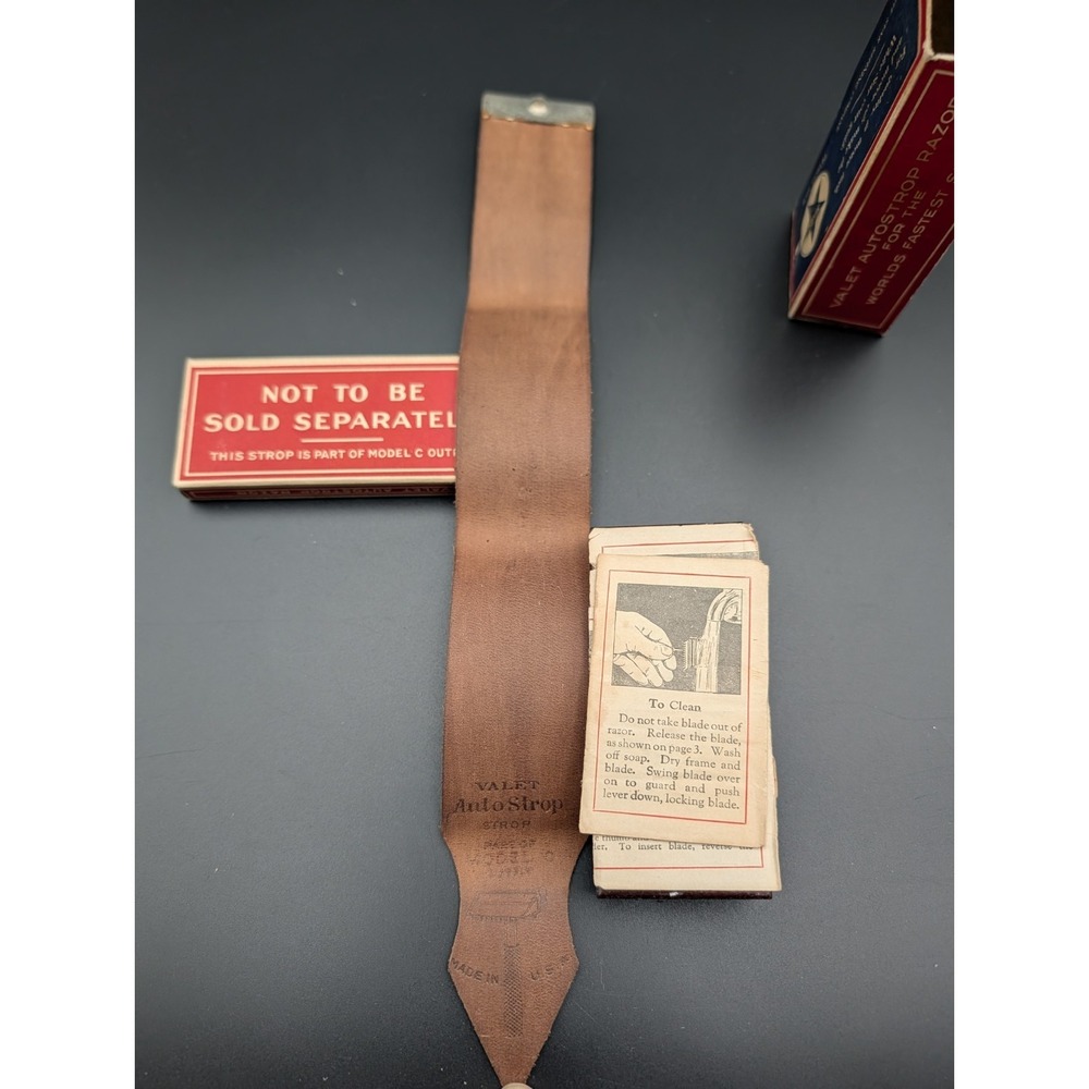 Vintage‎ Valet AutoStrop Razor Set w/ Orig. Box & Strap - Picture 10 of 12